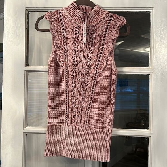 NWT White House Black Market Mock Neck Ruffle Detail Sweater size Small - Picture 1 of 7